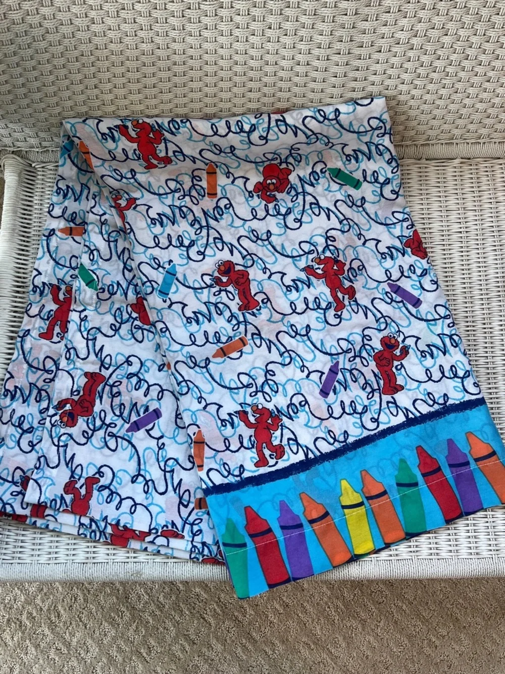 Vintage Elmo Crayon & Scribble Print Flat Sheet